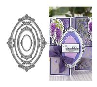 DzIxY Vintage Oval Lace Background Labels Metal Cutting Dies for Card Making Kit Embossing Paper Die Cuts Set Scrapbook Stencils Supplies Machine Templates