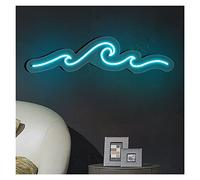 DzizJNC Wave Neon Signs Lights for Bedroom,Handmade USB Powered Neon Sign for Home Room Store Wall Decoration (Color : Ice blue, Size : 69x17.7cm(27x7in))