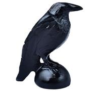 DZJXBZhu Handmade Natural Obsidian Crow Sculpture - Lucky Guardian Pocket Statue, Crystal Healing Animal, 3.2" (Gift For Office/Home Decoration)