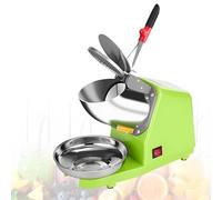 DzkZen Electric Ice Crusher Shaver, 300W Commercial Snow Cone Maker, Stainless Steel, Adjustable Thickness, 65kg/Hour for Bars, Cafes, Snack Stands, Home Use Green