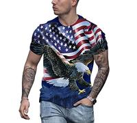 DZMDIP Men's Short Sleeve Patriotic American Design with Eagle and Flag Premium T-Shirt, Tsm01386bds, XXL
