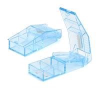 Dzmuero Pill Cutter, 2 Pieces Precision Pill Cutter, Chopping Tablets with Storage Compartments, Compact and Portable, 1 Split into 2, 1 Split into 4, Pill Cutter for Daily Use (Blue)