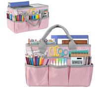 DZOZO 10 Pocket Polyester Foldable Art Craft Storage Tote Bag Desktop File Folder Tote Storage Organizer Art Craft Storage Bag Foldable Gardening Tool Bag Teacher Office Supplies
