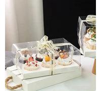 DZOZO 10Pcs Cupcake Boxes with 45M Cake Ribbon Bakery Box Case Transparent Muffin Cake Boxes 4 Hole Gift Box Treat Box PET Clear Favour Box for Pastry Cake Dessert Cookie Pie Candy