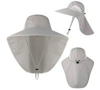 DZOZO Mens Summer Neck Flap Sun Hat Boonie Hat Outdoor Large Brim Fishing Hats Hiking Hat Wide Brim Sun Hat Sun Cap Outdoor Safari Hats with Neck Flap Sun Protection Hats Bucket Sun Hat Light Gray