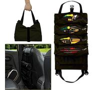 DZOZO Tool Bag Roll Up Pouch 5 Zipper Pockets Foldable Canvas Organizer Hanging Wrench Storage Multi-Purpose Organizer, Black, 47cm x 28cm