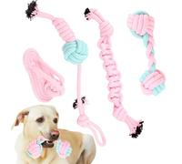 DzpKrka Dog Chew Rope,4X Puppy Teething Toys | Interactive Pull Game for Mental Stimulation and Teeth Cleaning, Training Activities for Medium and Small Breeds