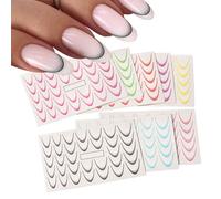 DzpKrka Gradient French Nail Stickers, Gradient Color French Tip Nail Decals, Colorful Decal Tool Accessories for Women Fingers Toes Kids Adults Home Salon Parties Friends Family