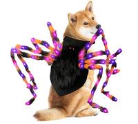 DzpKrka Illuminated Spider Costume For Pets Halloween Decor Light Up Feature For Cats Dogs Comfort Fit Machine Washable For Trick Or Treat Events Pet Parties Social Media Photos