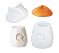 DzpKrka Mushroom House Jar Mold, Pudding Mold, Jar Mold Set with Lid Squirrel Shape Mushroom Shape, for Epoxy Resin Crafts and DIY Jewelry Projects