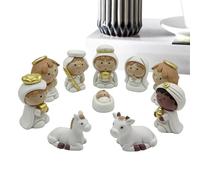 DzpKrka Small Nativity Figures, Mini Christmas Decoration Made of Resin for Tables, Religious Table Statue, for Living Room, Office, Bedroom, Fireplace, Banks, Windowsill, Church Groups