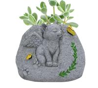 DzpKrka Small Pots | Cat/Dog Angel Pet Memorial Planter for Loss of Pet - Indoor Outdoor Planter Tombstone, Cat/Dog Angel Figurine Memorial Statues for Lovers