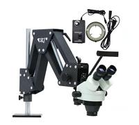 DZQ Micro Inlaid Mirror 7X-45X Multi-Directional Microscope Set Working Distance 3.7-11.8 inch Micro-Setting Microscope Spring Bracket with Ring Light for Jewelry Making(1X 60-Led Ring Light)
