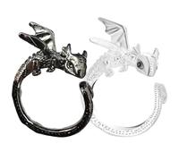 dzqad 2pieces Dragon Crochet Ring, Crochet Tension Ring For Finger, Alloy Adjustable Crochet Tension Rings Accessories For Women Mother Grandma