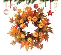 dzqad Autumn Wreath,Thanksgiving Artificial Fall Wreaths with Pumpkin - Seasonal Decor for Dormitory Apartment Home Offices Yard School Garden Autumn Birthday