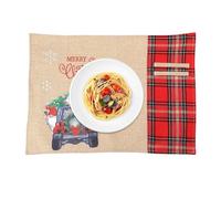 dzqad Christmas Placemat | Retro Black Red Plaid Pad,Letter Print Dining Table Placemat | for Cafe Restaurant Kitchen Dining Thanksgiving Holiday Indoor Wedding