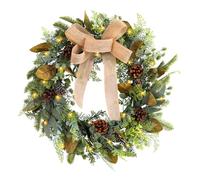 dzqad Christmas Wreaths for Front Door - 17.7 Inch Holiday Lighted Garland for Mantle | Artificial Christmas Wreath with Light for Window Kitchen Mantle Entryway Bedroom Indoors Living Room Dining