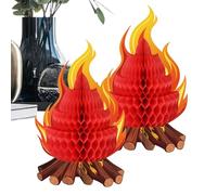dzqad Fake Campfire | 3D Cardboard Party Realistic Decor | 2 Pieces Artificial Fire Flames | for Home Room Table Party Wedding Reception Dinner Beach Patio Terrace Balcony