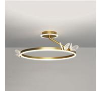DZQWLL Creative LED Butterfly Ceiling Light Cloakroom Gold Round Simple Flush Mount Lighting Fixtures Bedroom Study Decoration Ceiling Lamp Suitable For Entrance, Foyer, Bar, Kitchen