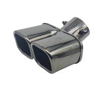 Exhaust Pipe 1 PCS Silver/Black Universal Square Double Outlet Exhaust Tip Car Exhaust Pipe Stainless Steel Exhaust Muffler Inlet 60mm/75mm Exhaust Tips(Innet 75mm D)