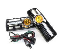 DZSQWETYU Headlight Cover 2PCS Car Front Bumper Headlight Sport Grill Kidney Running Lights With LED DRL Fog Lamp For VW For Golf MK4 1997-2006 Car Headlight Lenses(Yellow light)