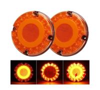 DZSYANJIASM Car Rear Stop Light 7inch Round LED Tail Light 12V 24V Halo Ring Brake Lamp Side Marker Strobe Taillight Waterproof For Bus Pickup Offroad Crane Rvs(2pcs Yellow Light)