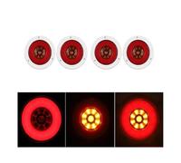 DZSYANJIASM Car Rear Stop Light Offroad Round Taillight 4inch LED Brake Tail Lamp Rear Bumper Side Clearance Lights For Volvo Pickup Truck Trailer 12V 24V(4x B Red Yellow)