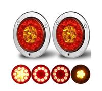 DZSYANJIASM Car Rear Stop Light Trailer Tail Light 4inch Round 12V 24V Rear Bumper Brake Indicator 16 LED Stop Lamp Waterproof Taillight for Van 4x4 Pickup Car(2pcs Red Yellow)