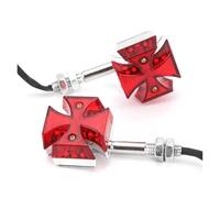 DZSYANJIASM Mirror Turn Signal 12V Maltese Cross Style Motorcycle LED Turn Signal Indicator Light (Red Light)