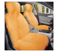 DZSYBUIGB Car Seat Covers - Warm Plush Universal Long Wool Fur Car Front Seat Protect Cushion Mat - Golden Camel