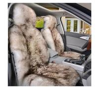 DZSYBUIGB Car Seat Covers - Warm Plush Universal Long Wool Fur Car Front Seat Protect Cushion Mat - White with Brown Tip