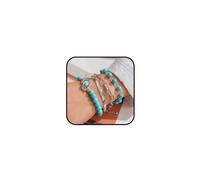 DZSYJKTM 4Pcs Retro Beaded Turquoise Hat Western Bracelets Stack for Women Silver Snake Paperclip Chain Bracelet Cowgirl Boho Outfit Accessory Jewelry Set Gift, One Size, Metal, no gemstone
