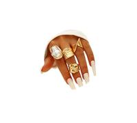 DZSYJKTM Chunky Gold Irregular Rings Stack Set for Women Statement Baroque Pearl Flower Stackable Knuckle Finger Ring Non Tarnish Boho Hammered Jewelry Gifts, One Size, Metal, No Gemstone