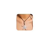 DZSYJKTM Funky Statement Gold Silver Star Pendant Necklace for Women, Exquisite Trendy Chunky Pleated Stars Chain Rope Necklaces Simple Vintage Party Jewelry Gift, One Size, Metal, No Gemstone