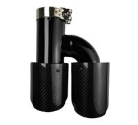 DZSYOHFS Tail Throat 1 Pcs Universal Car Carbon Fibre Tail Throat Silencer Length Black H-Shaped Double Out Twill Glossy Exhaust Muffler Tip Car Exhaust Tail Pipe(51mm-76mm-Left)
