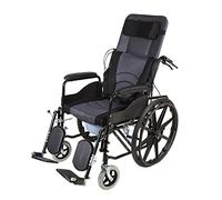 DZTBX Full Reclining Wheelchair, High Back Reclining Commode Wheelchairs, Folding Outdoor Comfortable Mobile Wheelchair Displacement Machine for Adult