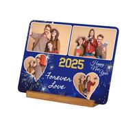 DZTEEKK Customised Photo Prints with 4 Pictures, Design Your Own Happy New Year Custom Photo Gifts, Personalised Metal Picture Gifts Decorative Wall Art for Family Lovers Friends