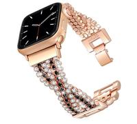 DZTXYP Bling Crystal Mesh Chains Compatible with Apple Watch Band 38/40/41/42/44/45/46/49mm,Women Dressy Straps for Iwatch Series 10/9/8/7/6/5/4/3/SE(Rose Gold+black, 38/40/41/42mm(series 10))