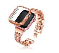 DZTXYP Crystals and Cowboy Metal Chains Compatible with Apple Watch Bracelets with Bling Case 38mm 40mm 41mm 42mm 44mm 45mm iWatch Series 8 7 6 5 4 3 2 1 SE Rose Gold 40mm