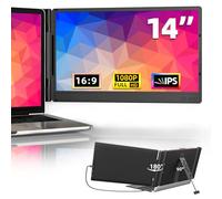 DZVW 14" Laptop Monitor Extender - 1080P FHD IPS Portable Screen with Adjustable Stand HDMI/USB-A/Type-C Extension for Wins Mac Chrome 13"-17" Laptop (Support Maximum Length: 15.9")