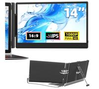 DZVW 14" Laptop Monitor Extender - 1080P FHD IPS Portable Screen with Adjustable Stand HDMI/USB-A/Type-C Extension for Wins Mac Chrome 13"-17" Laptop (Support Maximum Length: 15.9")