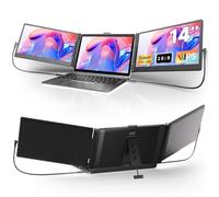 DZVW Triple Laptop Screen Extender - 14'' FHD 1080P LCD Portable Monitor Attachment Extra Screen Compatible with Windows Mac Dex Android Linux Chrome Plug n Play Travel Work Fits 13''-17" Laptops