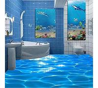Dzwangzc 3D Mural Peelable Photo Floor Wallpaper 3D Stereo Glittering Sea Water Floor Mural PVC Self Adhesive Bathroom Waterproof Eco-Friendly 3D Wallpaper 150cm x 105cm (Width x Height)