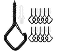 Dzxin 10 PCS Metal Ceiling Hooks, Hanging Hooks for Outdoor String Lights, Plants, and Patio Lights, Wall Mount (Black)