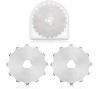 Dzxin 45 mm Rotary Cutter Blades, 2PCS Rotary Cutter Blades Perforating Rotary Replacement Blade with Plastic Box Crochet Edge Skip Blades for Cutting Crafting (15 Teeth)