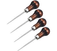 Dzxin Awls, 4 Pack Awl Tool Gourd Shape Wooden Handle Scratch Awl Tool Pin Punching for Leather Craft Cloth Pouch Hole DIY Handmade Maker Tool