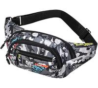 Dzxin Bum Bag, Waist Bag Dog Walking Bag with Adjustable Buckle Strap for Hiking, Running, Dog Walking, Cycling, Hiking Travel & Outdoor Activities (Grey)