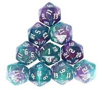 Dzxin DND Game D20 Dice Set, 10PCS Polyhedral Dice D20 Dice 20mm Acrylic 20 Sided Dice Game Dice for RPG MTG DND Dice Table Games (Green+Purple)