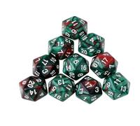 Dzxin DND Game D20 Dice Set, 10PCS Polyhedral Dice D20 Dice 20mm Acrylic 20 Sided Dice Game Dice for RPG MTG DND Dice Table Games (Green+Red)