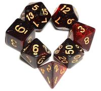Dzxin DND Game Dice Set, 7PCS Polyhedral Dice Set for Dungeons and Dragons RPG MTG Role Playing Table Games (Red and Black)